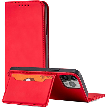 Magnet Card Case etui do iPhone 13 mini pokrowiec portfel na karty kartę podstawka czerwony