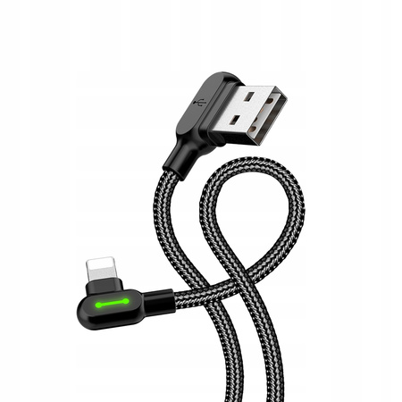 McDodo Kabel do telefonu Szybkie ³adowanie K¹towy 90° LED do iPhone 1,2m niebieski