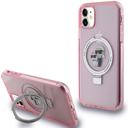 KARL LAGERFELD ETUI HARDCASE DO IPHONE 11 Xr 6.1 RÓŻOWY RING STAND