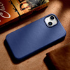 iCarer Case Leather pokrowiec etui z naturalnej skóry do iPhone 14 Plus niebieski (kompatybilne z MagSafe)