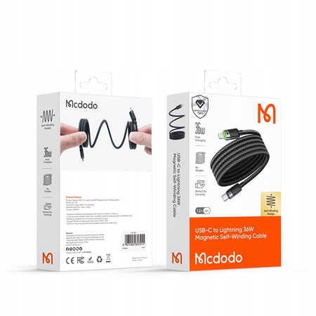 MCDODO ŁADOWARKA KABEL USB-C LIGHTNING SZYBKIEGO ŁADOWANIA DO IPHONE 1M LED