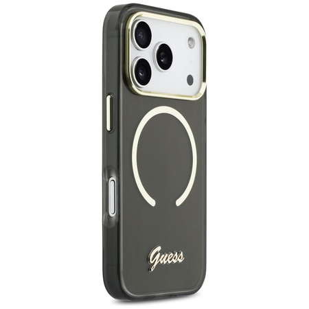 Etui Guess IML Script Metal MagSafe do iPhone 17 Pro czarny
