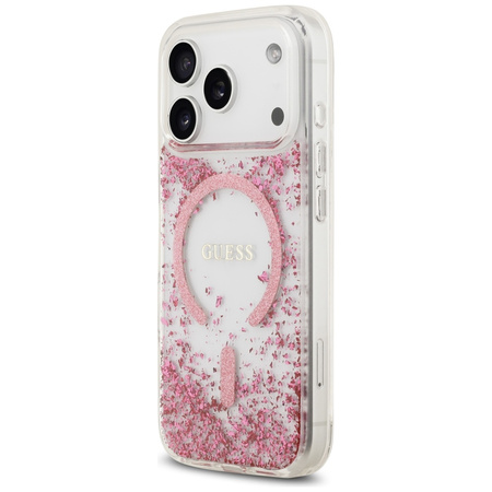 Etui Guess Resin Bottom Glitter MagSafe  do iPhone 17 Pro różowy