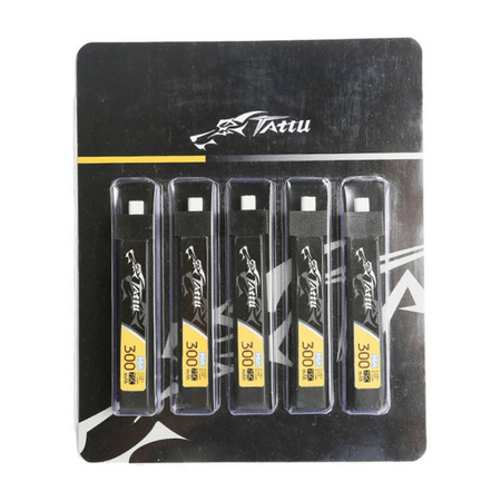 TATTU AKUMULATOR LIPO 300MAH 3.8V 75C 1S1P HV BT2.0.5 DO DRONÓW 5SZT