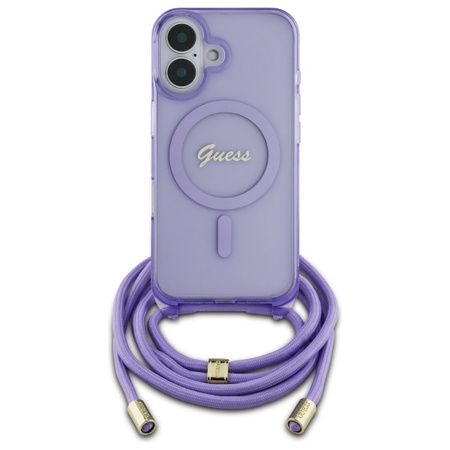 GUESS ETUI CASE HARDCASE DO IPHONE 16 6.1 DO MAGSAFE CROSSBODY CORD SCRIPT