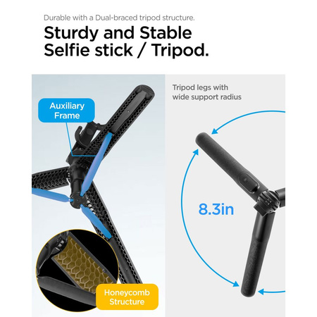 SPIGEN S560W BLUETOOTH SELFIE STICK LONG TRIPOD BLACK