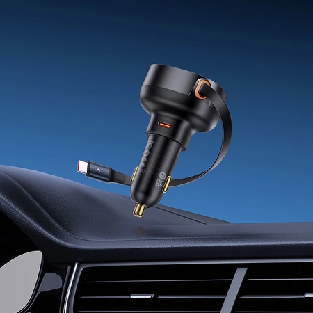 Ładowarka samochodowa Baseus Enjoyment Pro USB-C (żeńskie) / USB-C (męskie) 60W - czarna