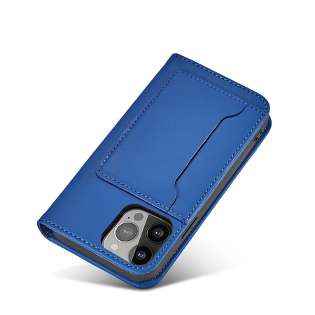 Magnet Card Case etui do iPhone 13 Pro Max pokrowiec portfel na karty kartę podstawka niebieski