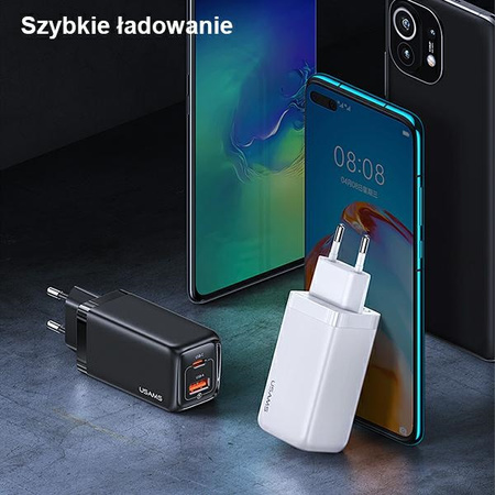 USAMS ŁADOWARKA SIECIOWA 65W PD 1XUSB-C 1XUSB DO TELEFONÓW IPHONE 12 13 14