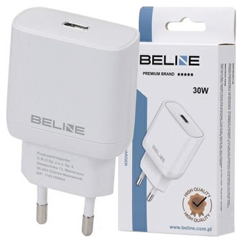 BELINE ŁADOWARKA SIECIOWA 30W USB-C DO TELEFONÓW APPLE GALAXY XIAOMI PD 3.0