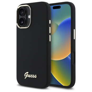 Guess GUHCP16SSMBSLK iPhone 16 6.1"      czarny/black hardcase Silicone Script Metal Logo & Frame
