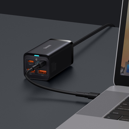 Baseus GaN3 Pro szybka uniwersalna ładowarka sieciowa GaN 2 x USB Typ C / 2x USB 100W PD3.0, QC4.0+, AFC czarny (CCGP000101)