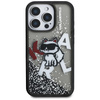 Etui Karl Lagerfeld Liquid Glitter       Choupette Logo do iPhone 16 Pro czarny