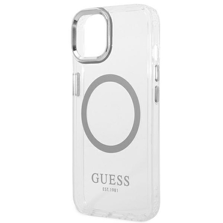 Guess GUHMP14MHTRMS iPhone 14 Plus 6,7" srebrny/silver hard case Metal Outline Magsafe