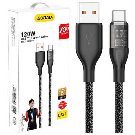 Kabel do szybkiego ładowania 120W 1m USB - USB-C Dudao L22T - szary