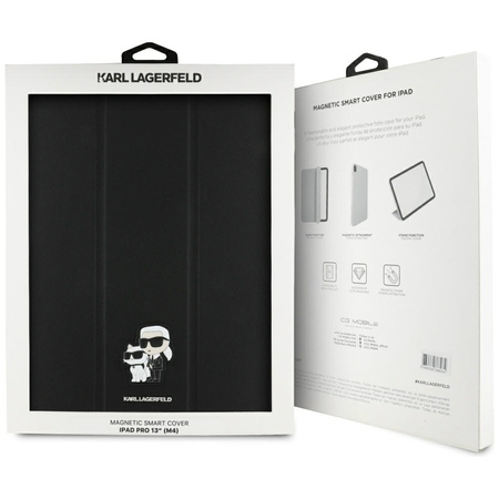 Karl Lagerfeld KLFC13PM24SAKCK iPad Pro 13 2024 Book Cover czarny/black Saffiano Magnetic Karl &Choupette