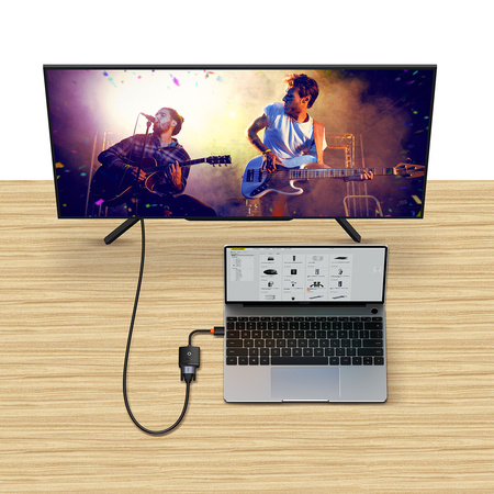 Baseus Lite Series przejściówka adapter HDMI do VGA + mini jack 3,5mm / zasilanie micro USB czarny (WKQX010101)