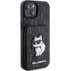 Etui Karl Lagerfeld Saffiano Cardslots and Stand Monogram Choupette do iPhone 15 - czarne