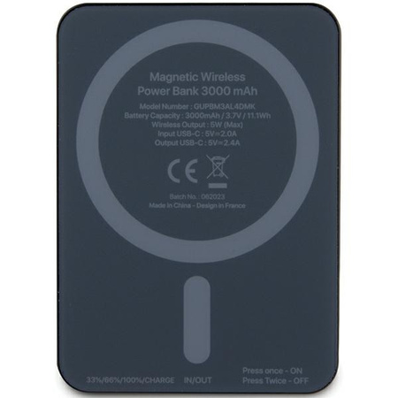 GUESS POWERBANK DO MAGSAFE IPHONE 12 13 14 15 Z LOGO METALOWYM 4G STRASSED