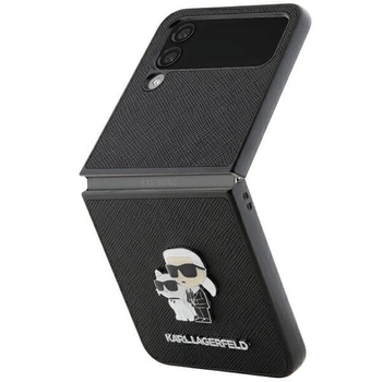 Etui Karl Lagerfeld Saffiano Karl&Choupette Pin na Samsung Galaxy Z Flip 4 - czarne