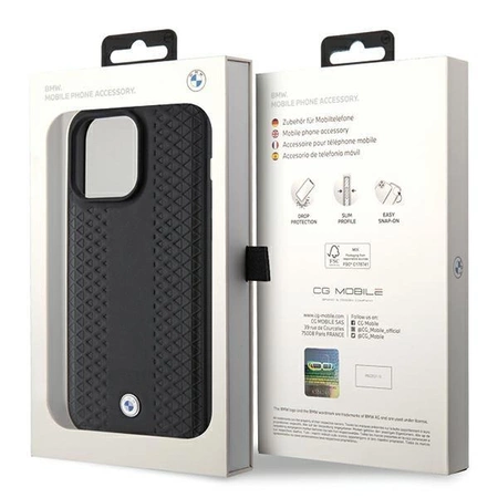 Etui BMW Leather Diamond Pattern na iPhone 15 Pro - czarne