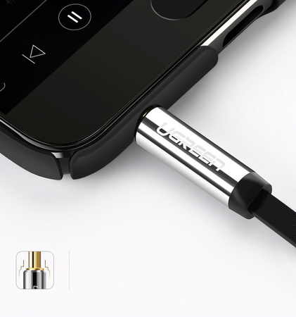 Ugreen płaski kabel przewód audio AUX 3,5 mm mini jack 5m srebrny (10728)