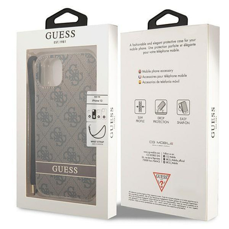 Guess GUOHCP14MH4STW iPhone 14 Plus 6,7" brązowy/brown hardcase 4G Print Strap