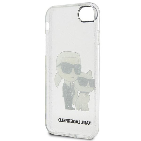 Etui Karl Lagerfeld KLHCI8HNKCTGT na iPhone 7/8/ SE 2020 / SE 2022 - przezroczyste hardcase Gliter Karl&Choupette