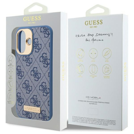 Guess GUHMP16SU4GPRB iPhone 16 6.1 niebieski/blue hardcase 4G Logo Plate MagSafe