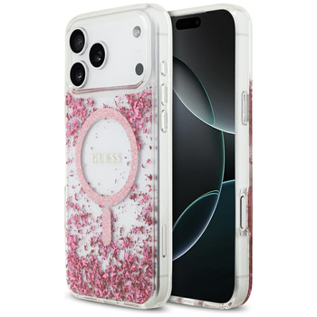 Etui Guess Resin Bottom Glitter MagSafe  do iPhone 17 Pro Max różowy