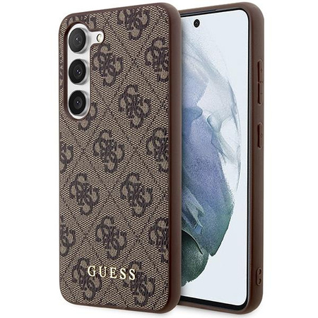 Etui Guess GUHCS23SG4GFBR S23 S911 - brązowe 4G Metal Gold Logo