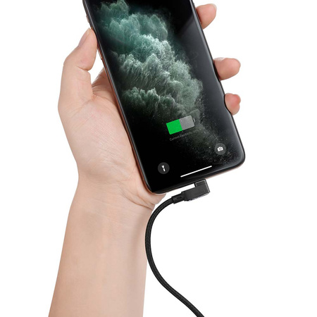MCDODO KABEL KĄTOWY 90° USB LIGHTNING DWUSTRONNY DO IPHONE 12 13 14 LED 2M