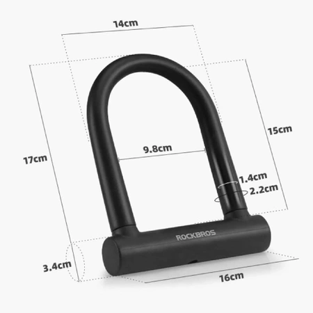 Zapięcie rowerowe Rockbros RKS610-BK U-lock - czarne