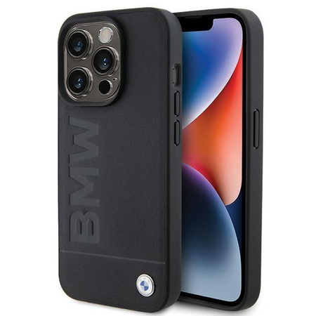 Etui BMW Leather Hot Stamp na iPhone 15 Pro Max - czarne