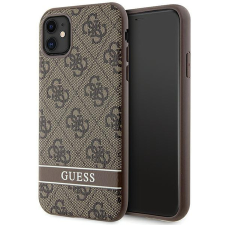 Etui Guess GUHCN61P4SNW na iPhone 11 / Xr - brązowe 4G Stripe