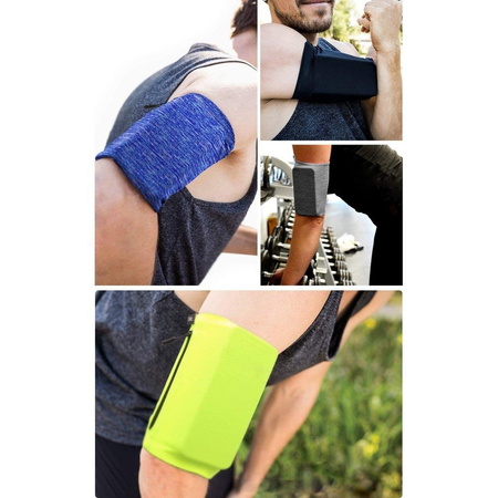 Elastyczny materiałowy armband opaska na ramię do biegania fitness M niebieska