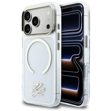 Etui Karl Lagerfeld IML KL Script Logo MagSafe do iPhone 17 Pro Max przezroczysty