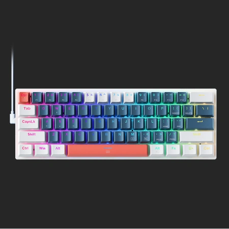 Klawiatura gamingowa Machenike K500-B61 przewodowa mechaniczna podświetlana Blue Switch - niebiesko-biała