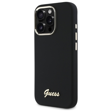 Guess GUHCP16LSMBSLK iPhone 16 Pro 6.3" czarny/black hardcase Silicone Script Metal Logo & Frame