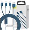 Baseus Superior 3w1 kabel USB - Lightning / USB Typ C / micro USB 3,5 A 1,5 m niebieski (CAMLTYS-03)