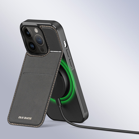 Etui portfel Dux Ducis Rafi Mag z podstawką 3w1 do iPhone 13 Pro z MagSafe i blokadą RFID - czarne
