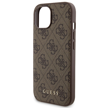 Zestaw Guess GUBPM5P15S4GEMGW iPhone15 6.1 hardcase + Powerbank 5000mAh MagSafe brązowy/brown 4G Metal Logo