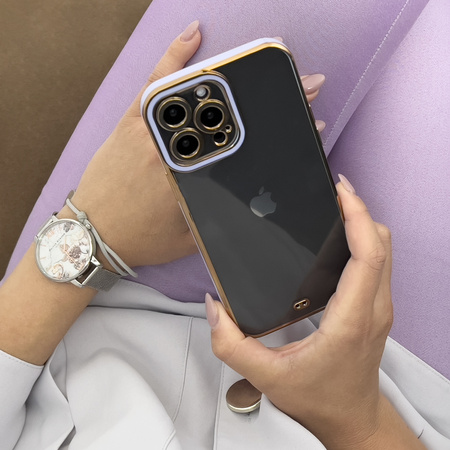 Fashion Case etui do iPhone 13 żelowy pokrowiec ze złotą ramką czerwony