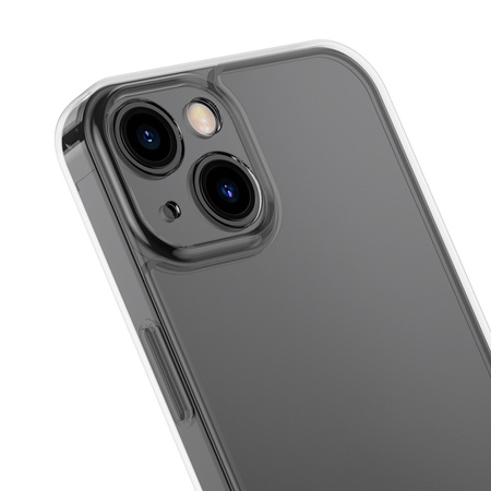 Baseus Frosted Glass Case etui pokrowiec do iPhone 13 sztywna obudowa z żelową ramką czarny (ARWS000901)