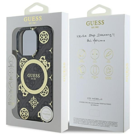 GUESS POKROWIEC HARDCASE DO IPHONE 16 PRO 6.3 DO MAGSAFE PEONY ON