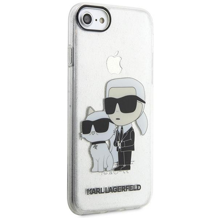 Etui Karl Lagerfeld KLHCI8HNKCTGT na iPhone 7/8/ SE 2020 / SE 2022 - przezroczyste hardcase Gliter Karl&Choupette