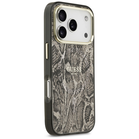 Etui Guess Python Pattern MagSafe do     iPhone 17 Pro Max brązowy