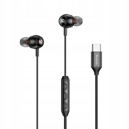MCDODO SŁUCHAWKI PRZEWODOWE DO TELEFONU Z MIKROFONEM DOKANAŁOWE USB-C RGB