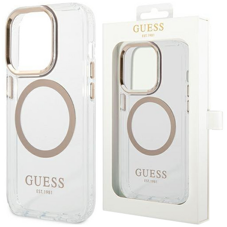 Guess GUHMP13MHTRMD iPhone 13 6,1" złoty/gold hard case Metal Outline Magsafe