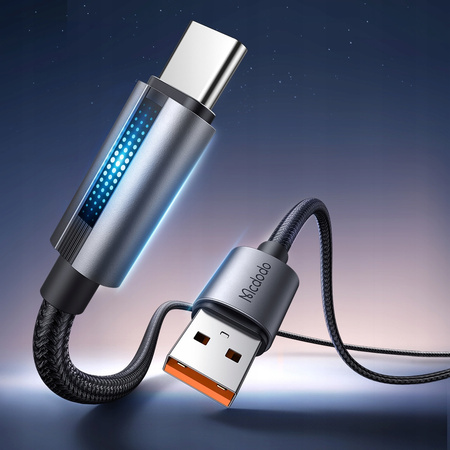 MCDODO KABEL USB-C SZYBKIE ŁADOWANIE DO SAMSUNG XIAOMI TYP C 6A 100W 1M LED